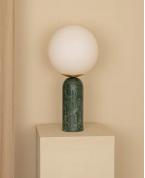 Yeşil Mermer Silindir Tabanlı Opal Küre Masa Lambası