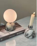 Calacatta Desenli Mermer Tabanlı Küre Masa Lambası