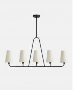 Modern Siyah Lineer 5’li Kumaş Başlıklı Avize