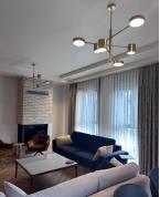 Modern Eskitme Pirinç 6’lı Silindir Başlıklı Avize