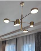 Modern Eskitme Pirinç 6’lı Silindir Başlıklı Avize