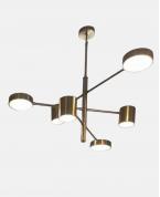 Modern Eskitme Pirinç 6’lı Silindir Başlıklı Avize