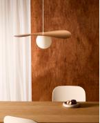 Modern Bakır Kavisli Disk Sarkıt Avize