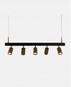 Modern Siyah ve Eskitme Gold 5’li Silindir Spot Avize