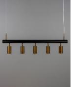 Modern Siyah ve Eskitme Gold 5’li Silindir Spot Avize