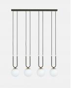 Modern Siyah Lineer 4’lü U-Profil Glop Avize