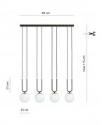 Modern Siyah Lineer 4’lü U-Profil Glop Avize