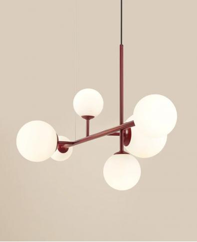 Modern Bordo Lineer 6’lı Glop Avize