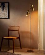 Modern Altın Pirinç 2'li Silindir Başlıklı Lambader