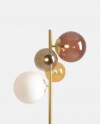 Modern Altın Gövdeli 4’lü Renkli Cam Glop Lambader