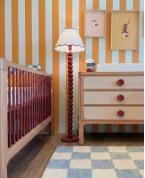 Modern Bordo Boncuk Gövdeli Hasır Başlıklı Lambader