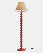 Modern Bordo Boncuk Gövdeli Hasır Başlıklı Lambader