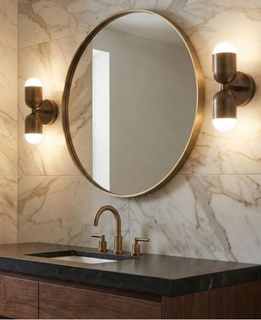 Antik Bakır Kapsül Formlu Çiftli Aplik