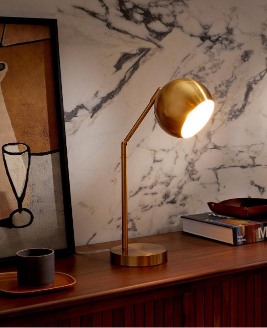 Retro Pirinç Gövdeli Ayarlanabilir Masa Lambası