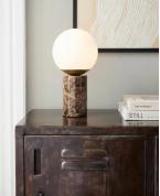 Kahverengi Mermer Kaideli Opal Küre Masa Lambası