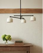 Modern 3’lü Siyah Metal ve Bej Başlıklı Avize