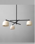 Modern 3’lü Siyah Metal ve Bej Başlıklı Avize