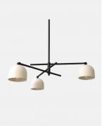 Modern 3’lü Siyah Metal ve Bej Başlıklı Avize