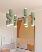 Retro Tarzı Adaçayı Yeşili ve Krom 8'li Avize