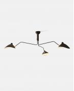 Mid-Century Modern Siyah 3 Kollu Ahtapot Avize