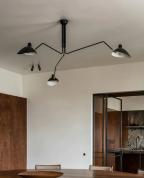 Mid-Century Modern Siyah 3 Kollu Ahtapot Avize