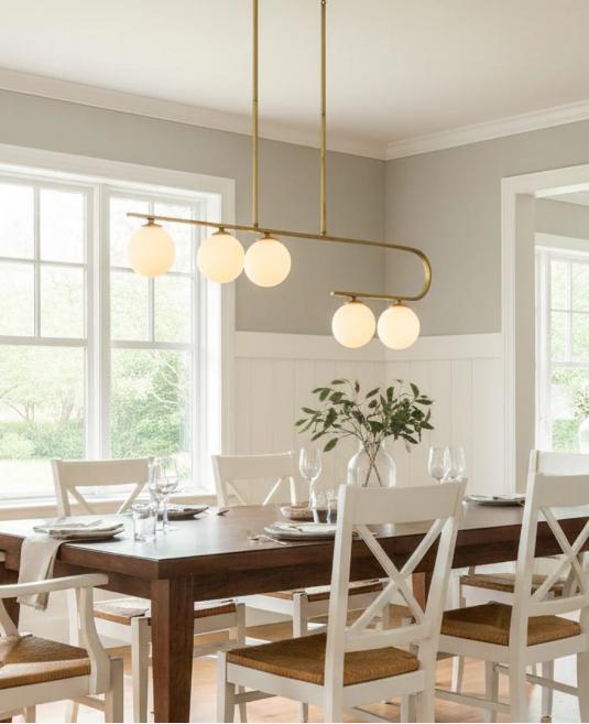 Modern Altın Pirinç 5’li Asimetrik Lineer Avize