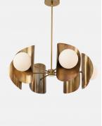 Modern Eskitme Pirinç ve Glop Camlı 6’lı Avize