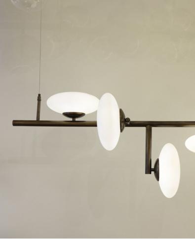 Modern Altın Pirinç 5’li Yatay Glop Avize