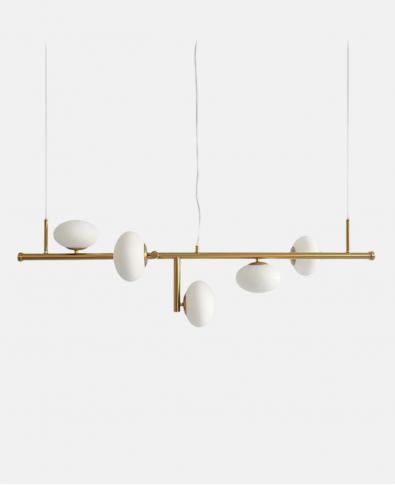 Modern Altın Pirinç 5’li Yatay Glop Avize