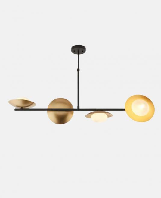 Modern Siyah ve Altın Detaylı 4’lü Disk Sarkıt Avize