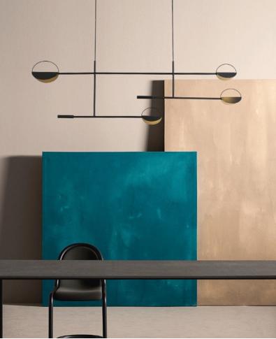 Modern Altın Geometrik Yapraklı Lineer Avize